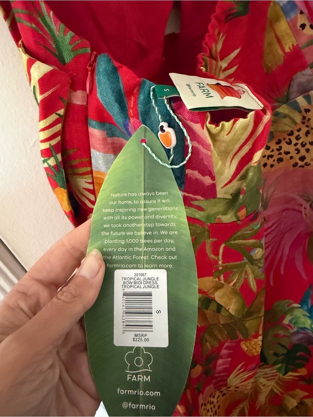FARM Rio Red Tropical Halter Midi Dress with Green & Yellow Accents - Picture 6 of 6